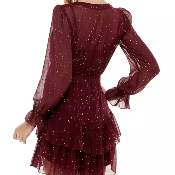 Burgundy tiered gold speckled dress - Picture 2 of 9